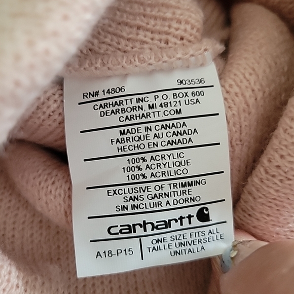 CARHARTT Light Pink / peachy Rose Beanie Acrylic Watch Hat Cap - Picture 4 of 8